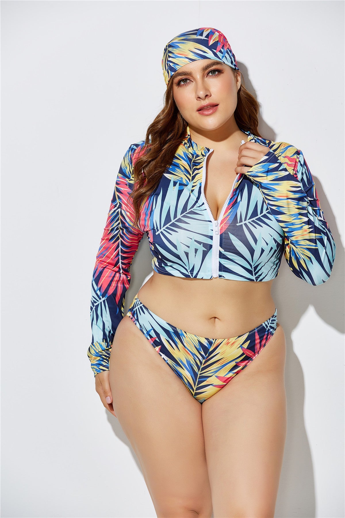 Summer Plus Sizes 3pcs Bikini Suits-Swimwear-YY12-7-2XL-Free Shipping Leatheretro