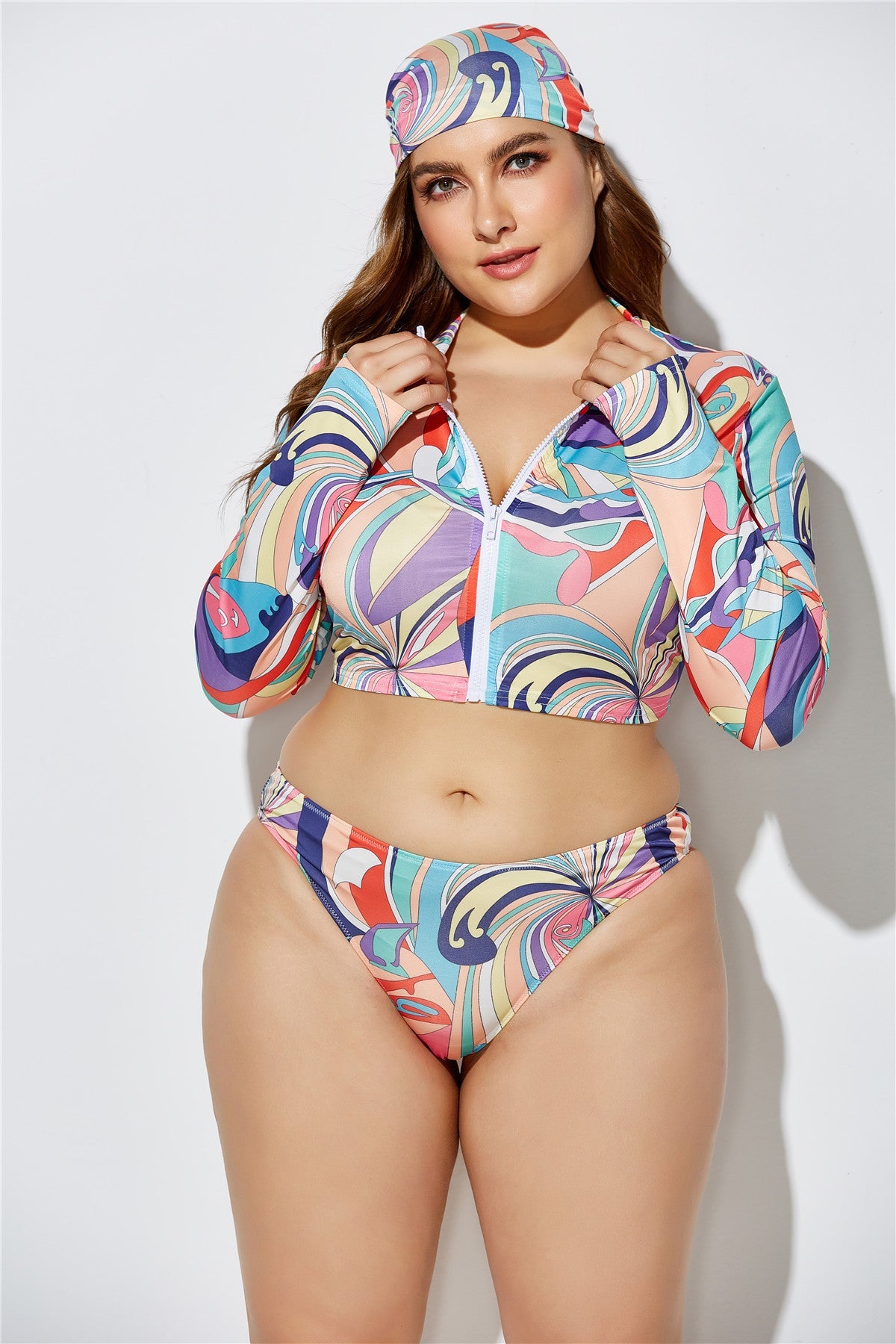 Summer Plus Sizes 3pcs Bikini Suits-Swimwear-YY12-8-2XL-Free Shipping Leatheretro