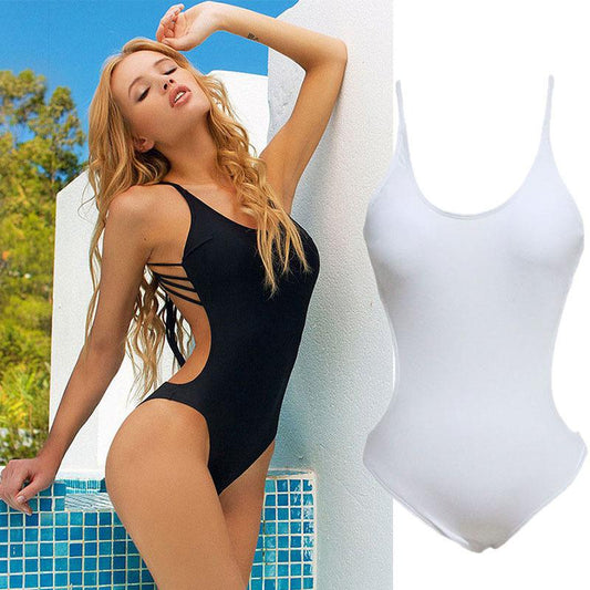 Sexy Summer White Black Swimsuits-White-S-Free Shipping Leatheretro