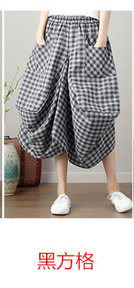 Causal Elastic Waist Linen Plus Sizes Skirts-Skirts-Black -1-One Size-Free Shipping Leatheretro