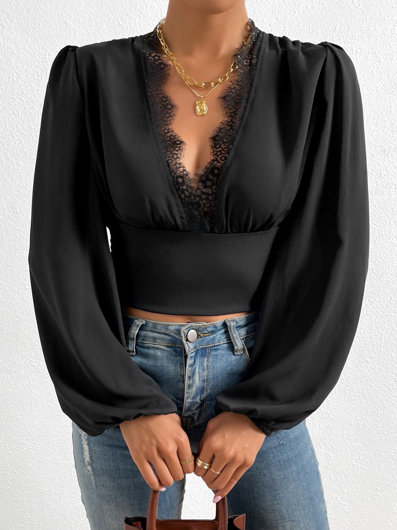 Sexy Long Sleeves Lace Tops for Women-Shirts & Tops-Black-S-Free Shipping Leatheretro