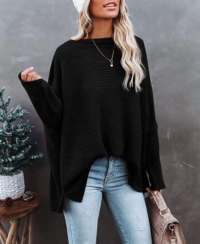 Casual Women Knitted Tops-Shirts & Tops-Black-S-Free Shipping Leatheretro