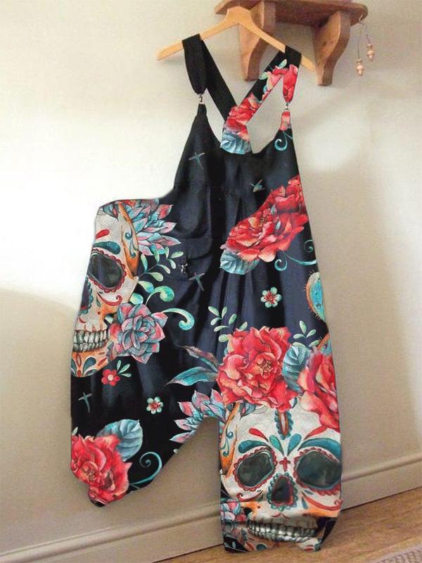Casual Summer Floral Print Jumpsuits-Jumpsuits & Rompers-10-S-Free Shipping Leatheretro