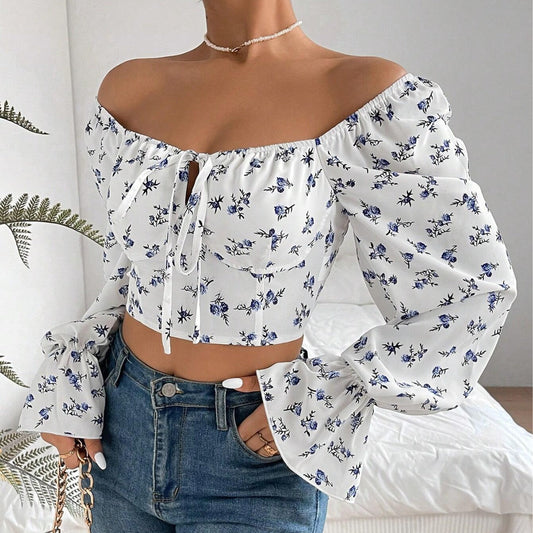 Sexy Square Neckline Short Top Shirts for Women-Shirts & Tops-The Same as picture-S-Free Shipping Leatheretro