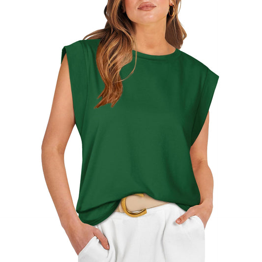 Casual Round Neck Short Sleeves Summer T Shirts-Shirts & Tops-Green-S-Free Shipping Leatheretro