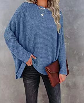 Casual Women Knitted Tops-Shirts & Tops-Blue-S-Free Shipping Leatheretro