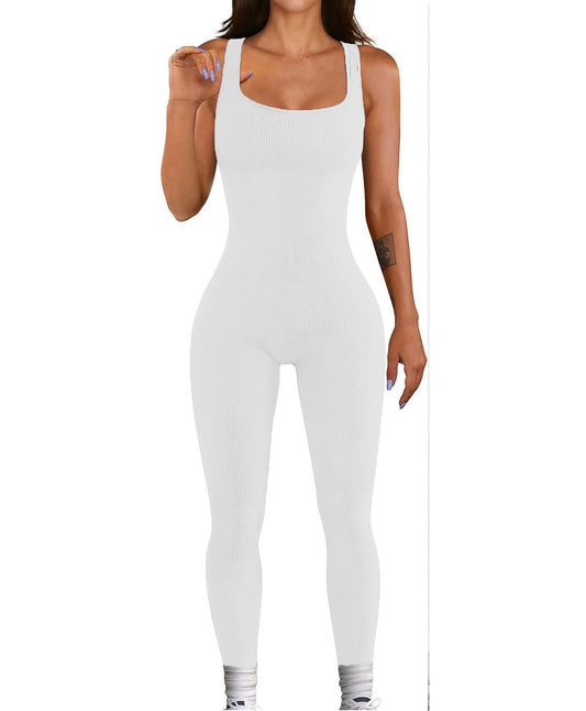Sexy Square Neckline Sleeveless Jumpsuits-Jumpsuits & Rompers-White-S-Free Shipping Leatheretro