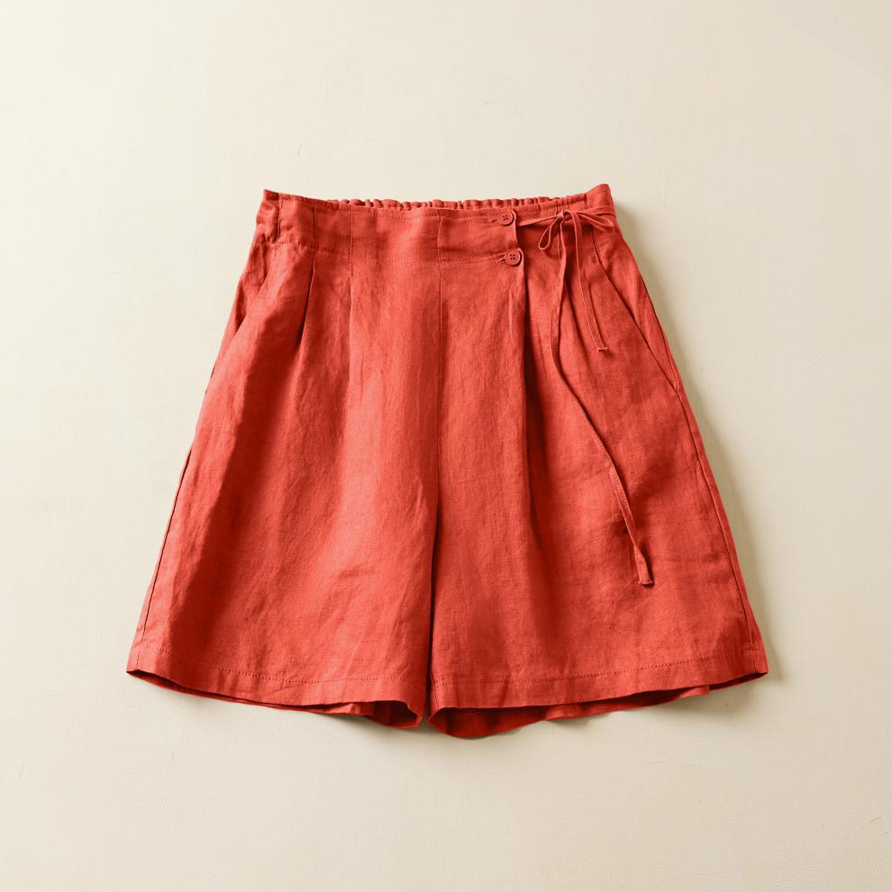 Casual Linen Elastic Waist Summer Plus Sizes Shorts-Shorts-White-M-Free Shipping Leatheretro