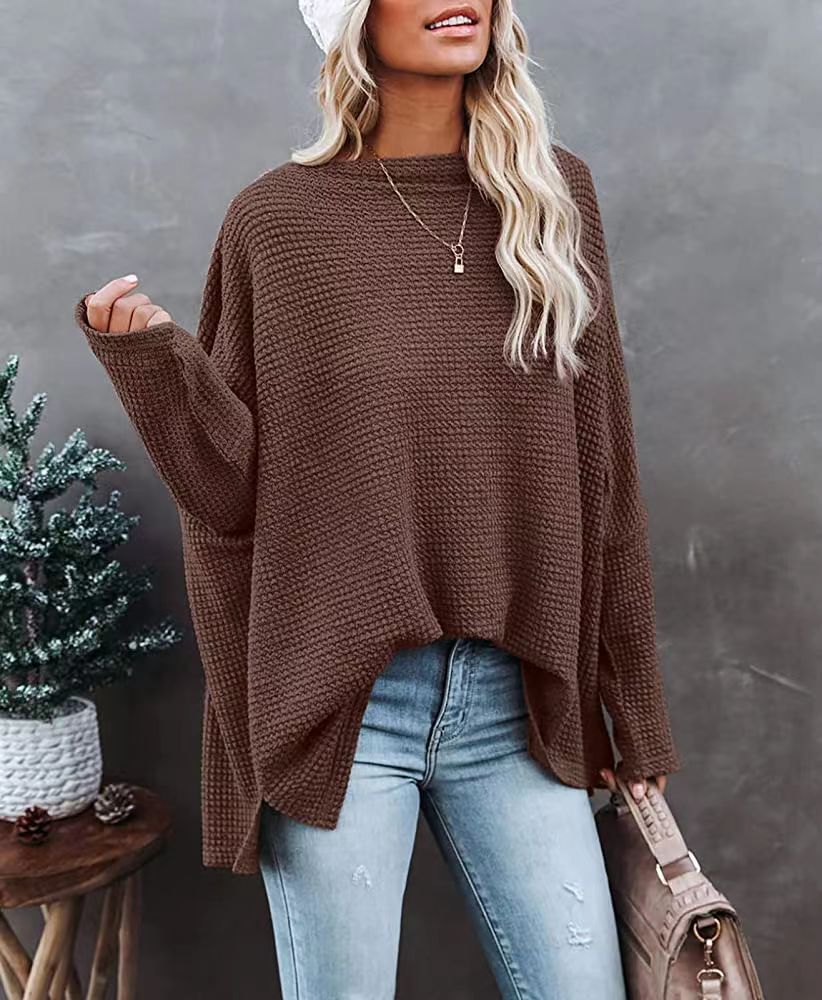 Casual Women Knitted Tops-Shirts & Tops-Coffee-S-Free Shipping Leatheretro