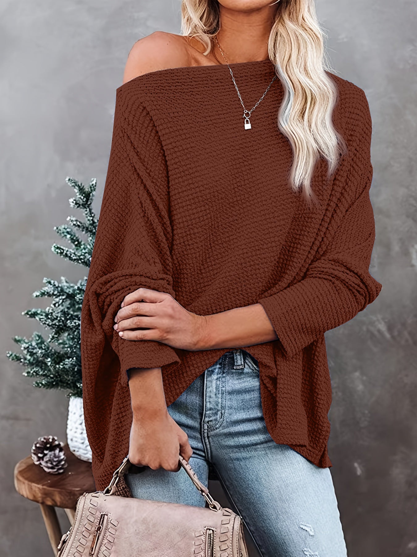 Casual Women Knitted Tops-Shirts & Tops-Light Brown-S-Free Shipping Leatheretro