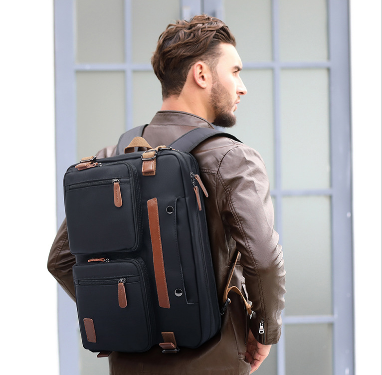 Multi Functional Waterproof Business Backpack for Men 10001-Backpacks-Nylon-Black-15.6-Free Shipping Leatheretro