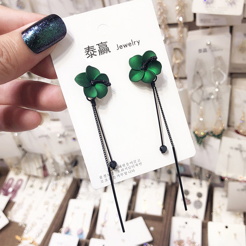 Fairy Flower Design Tassels Women Dangle Earrings-Earrings-Dark Green-Free Shipping Leatheretro