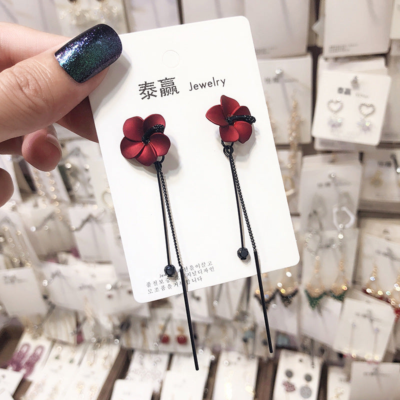 Fairy Flower Design Tassels Women Dangle Earrings-Earrings-Wine Red-Free Shipping Leatheretro