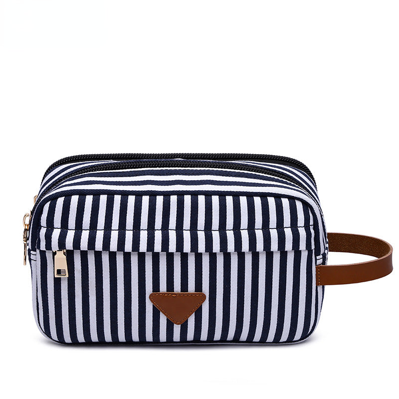 Blue Stiped Cosmetics Storage Bag 7887-Cosmetic & Toiletry Bags-Blue Striped-Free Shipping Leatheretro