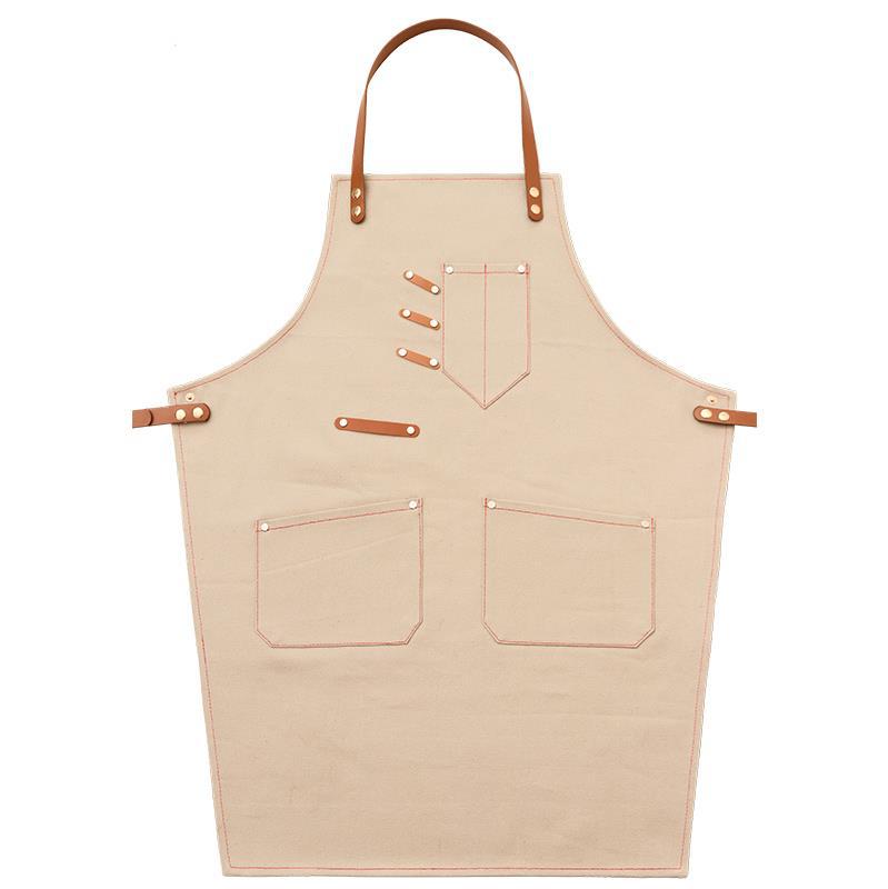 Heavy Duty Demin Apron Work Aprons for Workman P240-Canvas Aprons-Ivory-Halter-Free Shipping Leatheretro