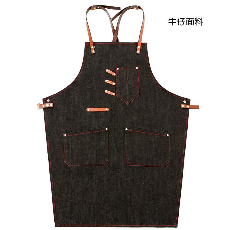 Heavy Duty Demin Apron Work Aprons for Workman P240-Canvas Aprons-Black-Cross-Free Shipping Leatheretro