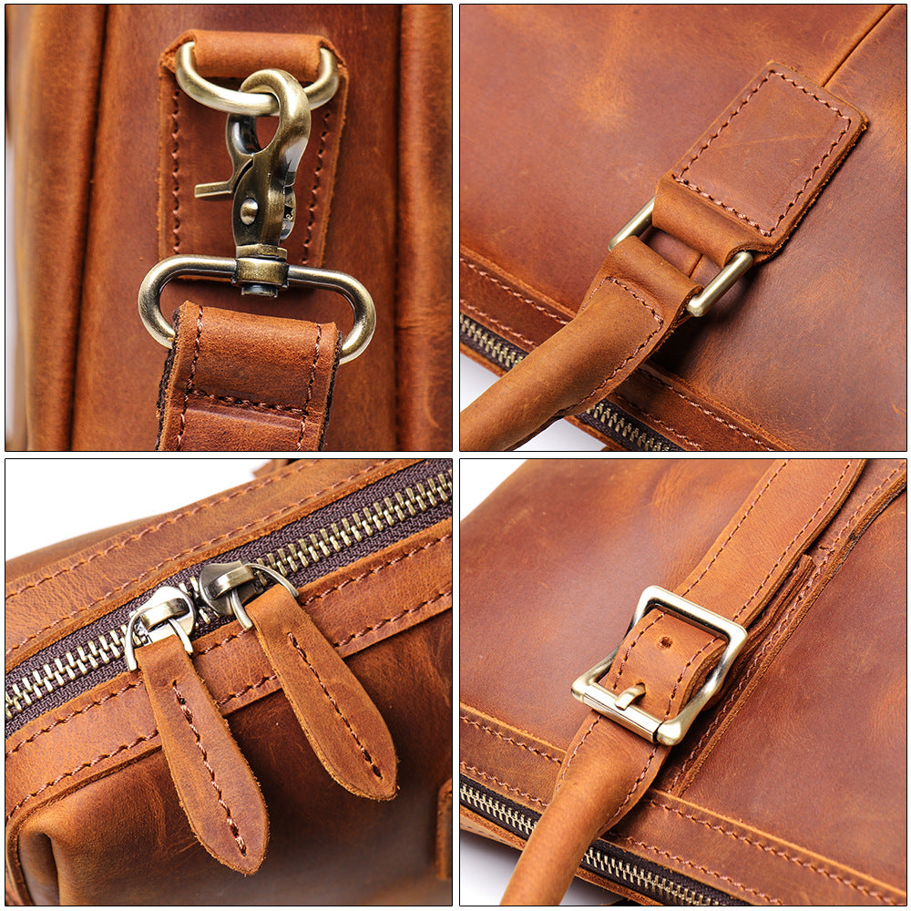 Retro Handmade Crossbody Leather Briefcase L9080-Leather Briefcase-Brown-Free Shipping Leatheretro