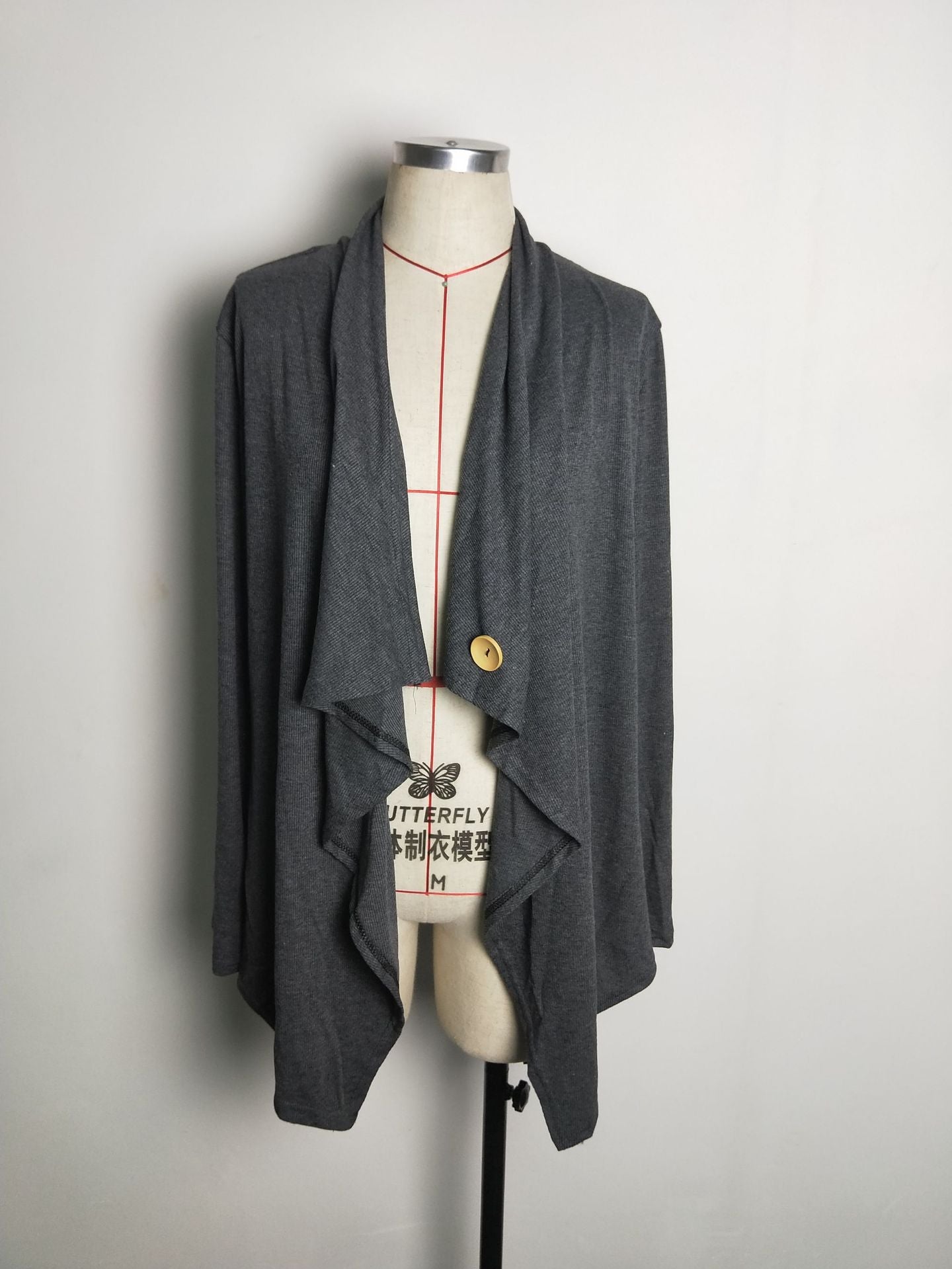 Irregular Fall Cardigan Coats for Women-Shirts & Tops-Grey-S-Free Shipping Leatheretro