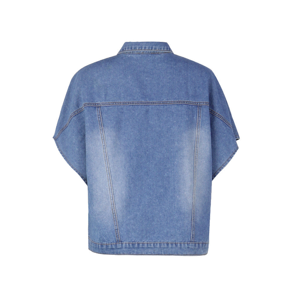 Casual Women Irregular Denim Vest-Shirts & Tops-Blue-S-Free Shipping Leatheretro