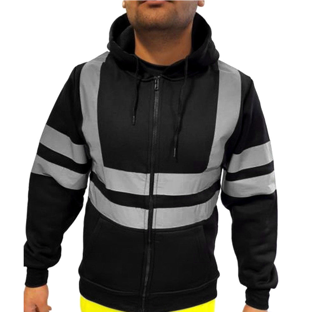 Men Reflective Sanitation Worker Uniform Hoodies-Coats & Jackets-Yellow-M-Free Shipping Leatheretro