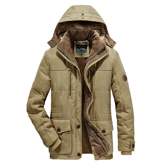 Casual Men's Thicken Warm Winter Overcoat-Outerwear-Khaki-L-Free Shipping Leatheretro