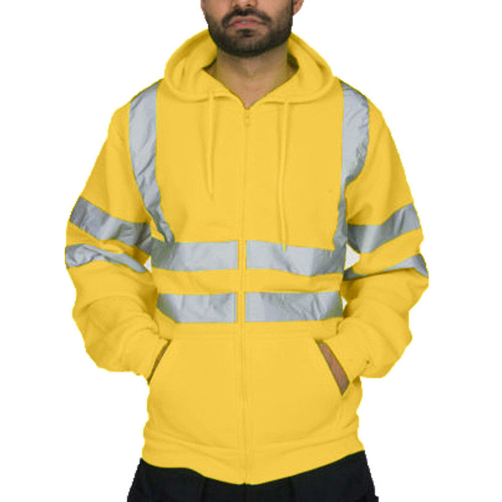 Men Reflective Sanitation Worker Uniform Hoodies-Coats & Jackets-Yellow-M-Free Shipping Leatheretro