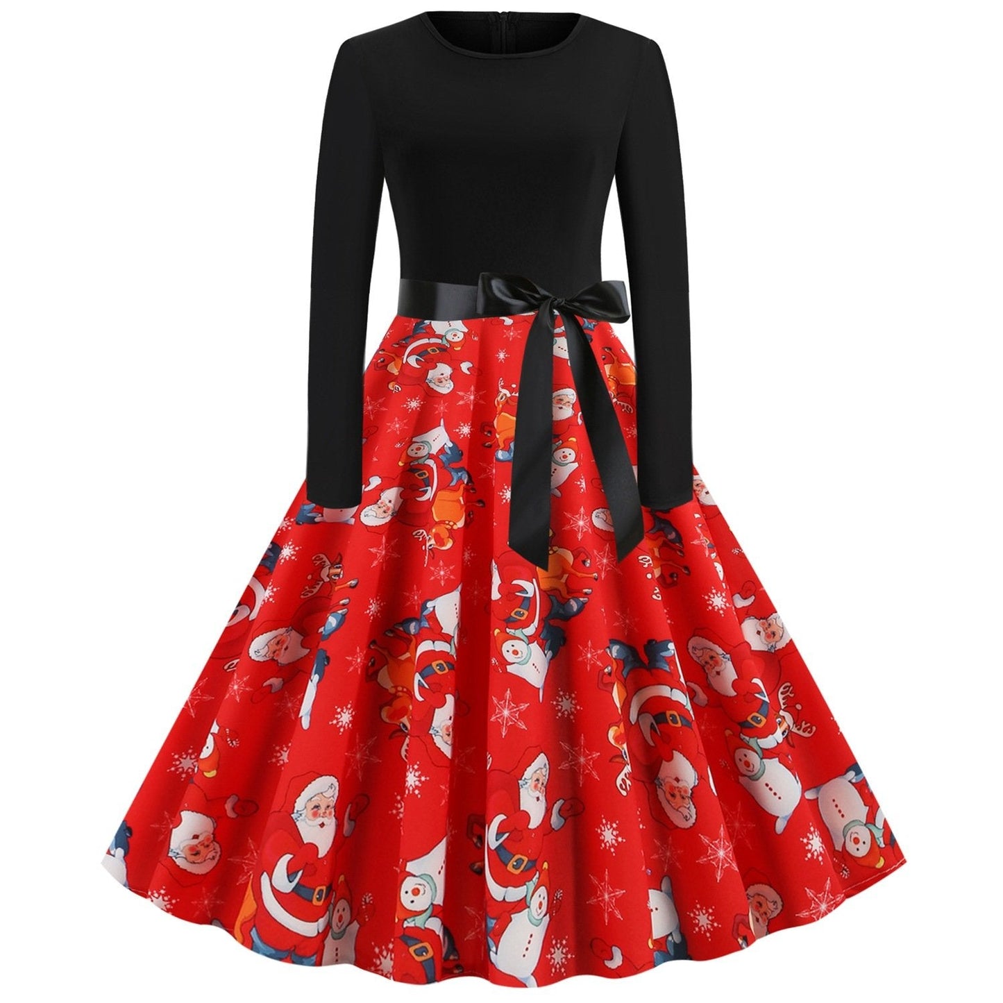 Merry Christmas Women Long Sleeves Winter Dresses-Vintage Dresses-Red-S-Free Shipping Leatheretro