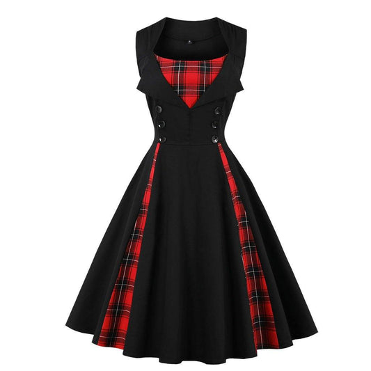 Vintage Plus Sizes Classy Midi Dresses-Vintage Dresses-Red-S-Free Shipping Leatheretro