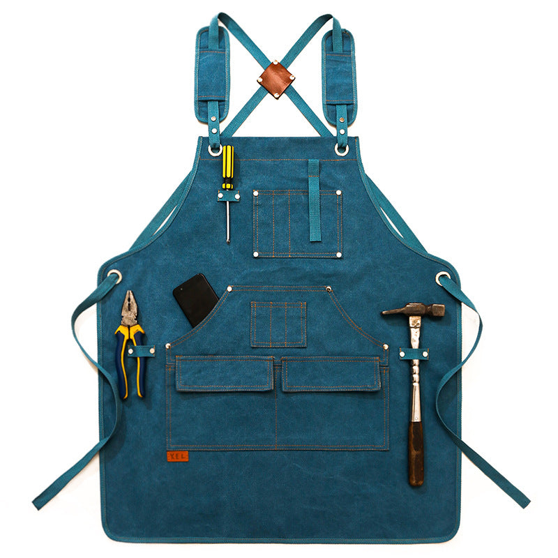 Heavy Duty Rugged Canvas Aprons for Workman P238-Canvas Aprons-Blue-Free Shipping Leatheretro
