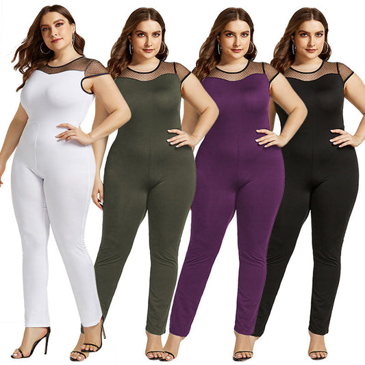 Sexy Plus Sizes Jumpsuits & Rompers-Suits-White-L-Free Shipping Leatheretro
