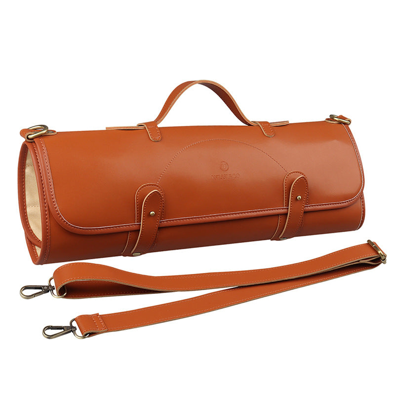 Gennine Leather Chef's Knife Roll Up Storage Bag-Leather Cases-Brown-Free Shipping Leatheretro