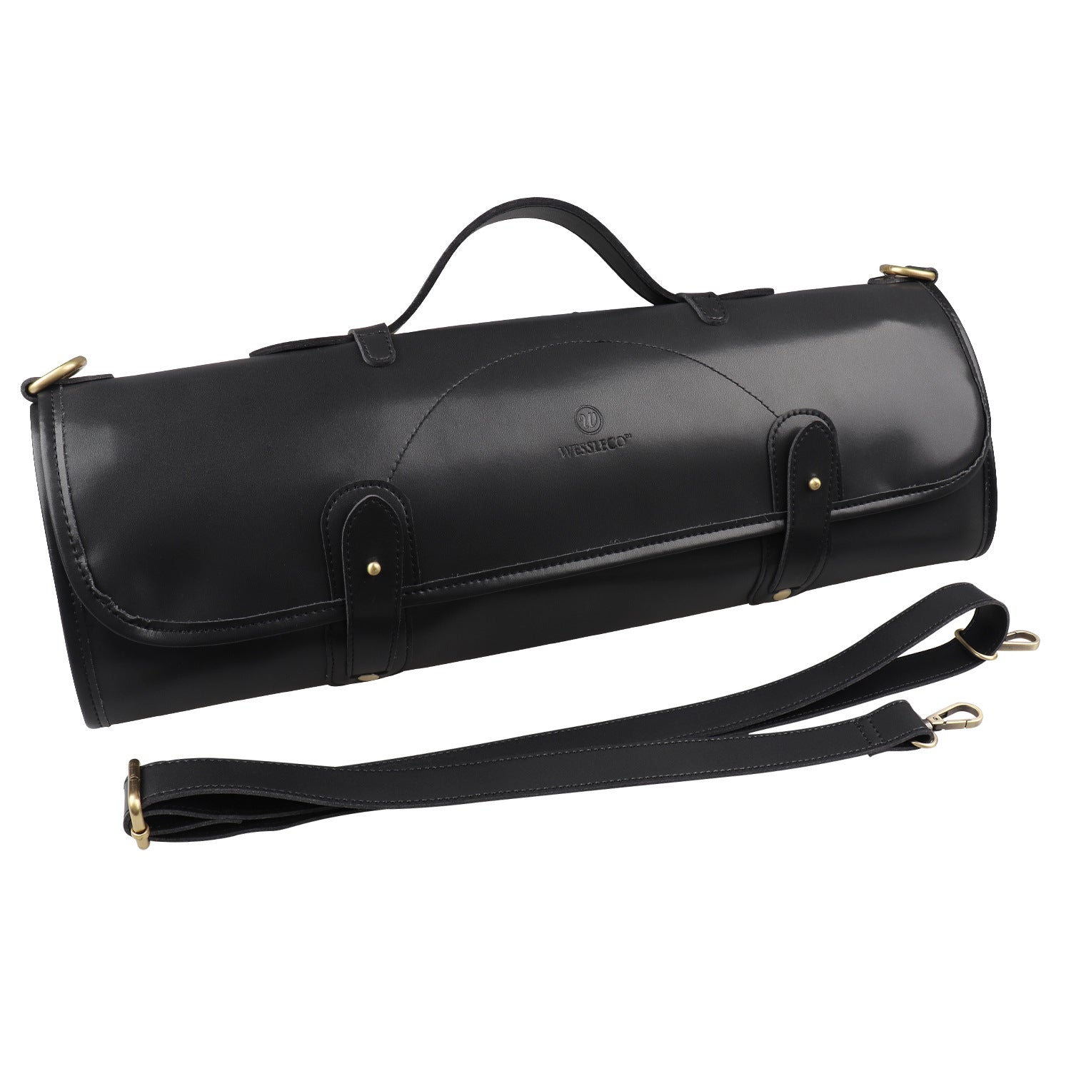 Gennine Leather Chef's Knife Roll Up Storage Bag-Leather Cases-Black-Free Shipping Leatheretro