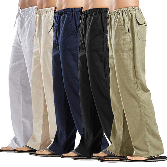 Casual Linen Men's Summer Pants-Pants-White-S-Free Shipping Leatheretro