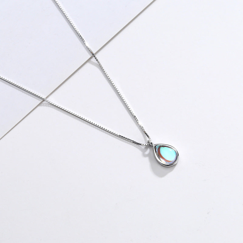 Sterling Sliver Water Drop Pendant Necklace-Necklaces-The same as picture-Free Shipping Leatheretro