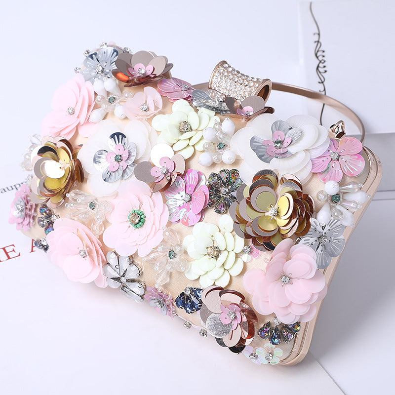 3D Flower Design Bags for Party-Handbags, Wallets & Cases-Gold-Free Shipping Leatheretro