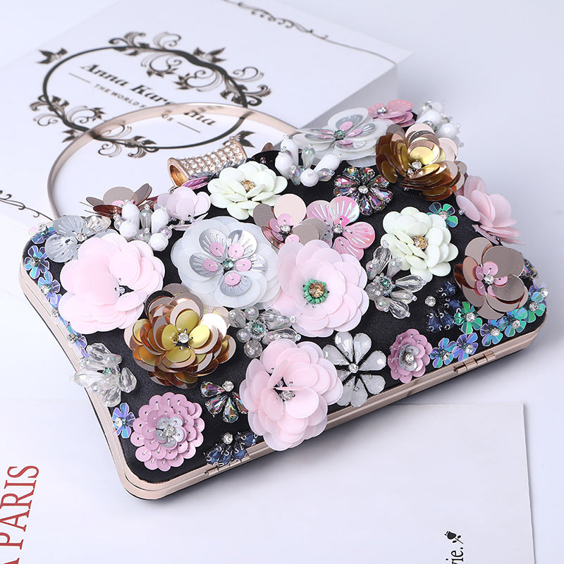 3D Flower Design Bags for Party-Handbags, Wallets & Cases-Black-Free Shipping Leatheretro
