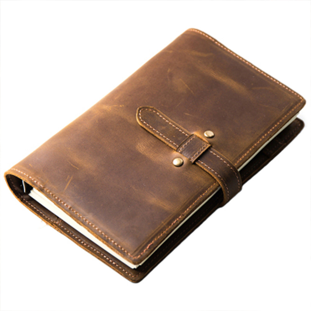 Vintage A5/A6 Sized 6 Ring Binder Leather Portfolio/Journal Book-Portfolios & Padfolios-Brown-A5-Free Shipping Leatheretro