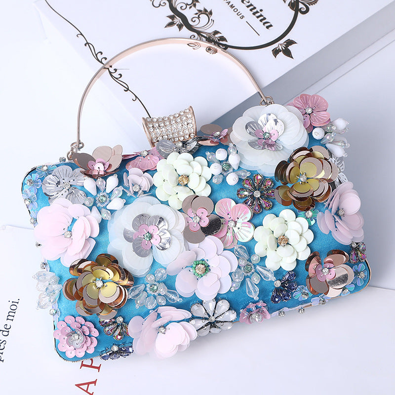 3D Flower Design Bags for Party-Handbags, Wallets & Cases-Light Blue-Free Shipping Leatheretro