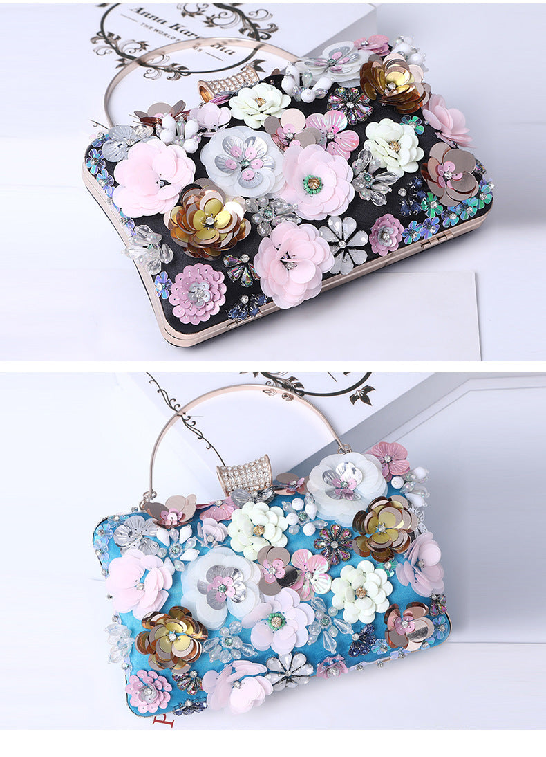 3D Flower Design Bags for Party-Handbags, Wallets & Cases-Black-Free Shipping Leatheretro