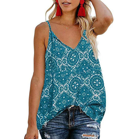 Print V-neck Women Summer Crop Tops-Crop Tops-Red-S-Free Shipping Leatheretro