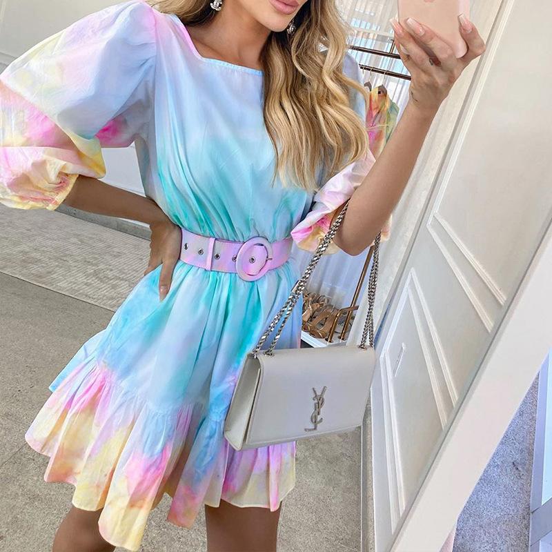 Fashion Ruffled Dyed Short Dresses-Mini Dresses-The same as picture-S-Free Shipping Leatheretro