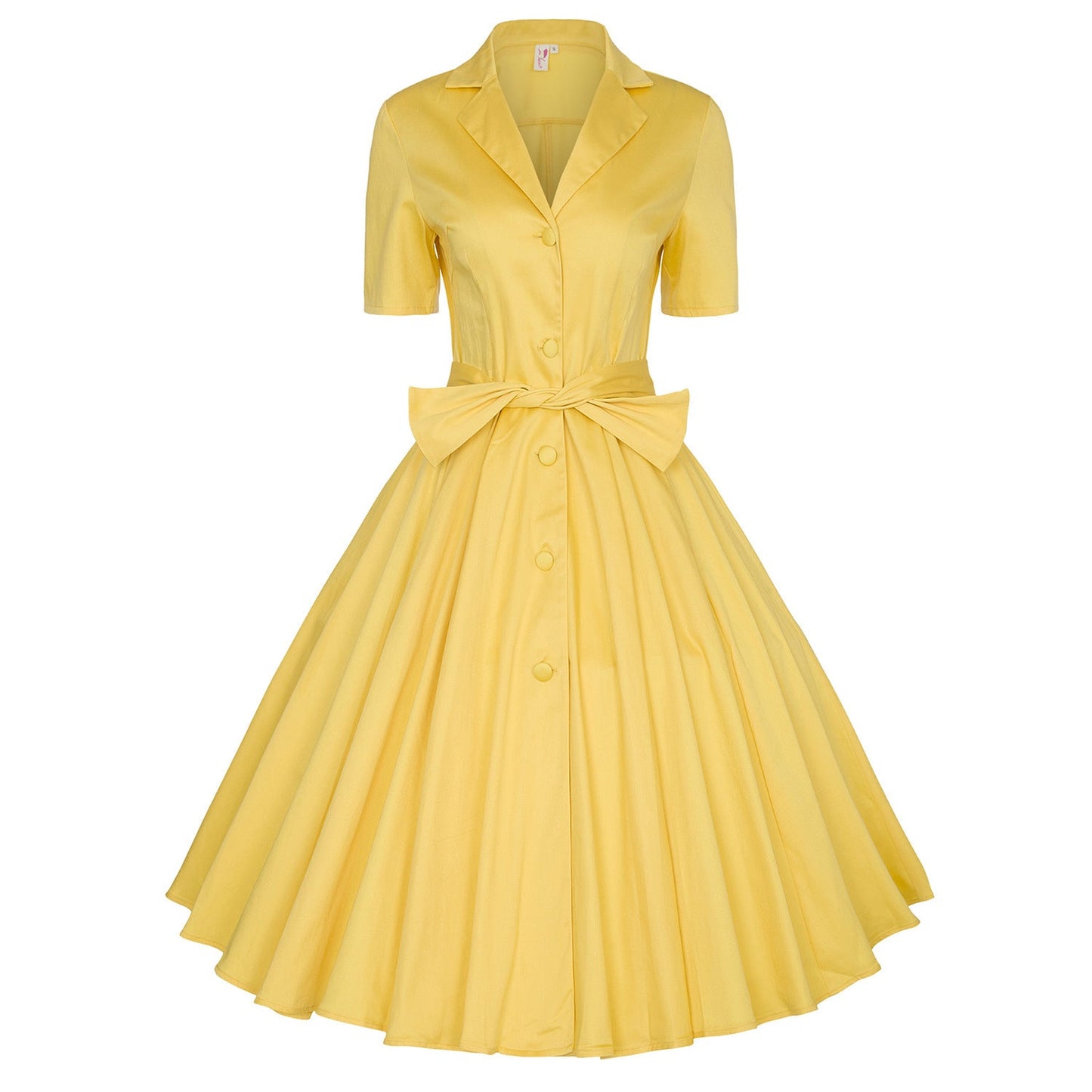 Elegant Cotton Short Sleeves Dresses-Dresses-Yellow-S-Free Shipping Leatheretro