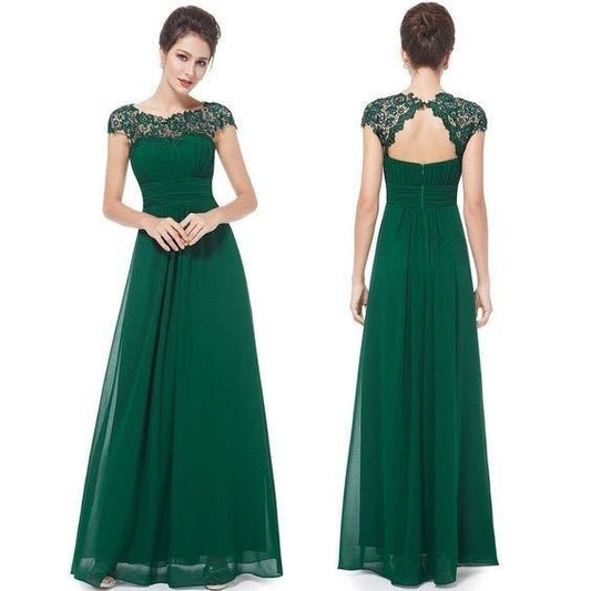 Elegant Women Long Lace Dresses-Dresses-Green-S-Free Shipping Leatheretro