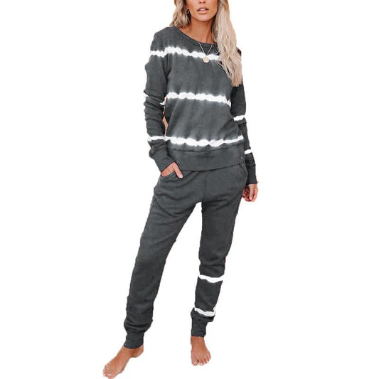 Women Striped Dyed Fall Pajamas Suit Homewear-Pajamas-Pink-S-Free Shipping Leatheretro