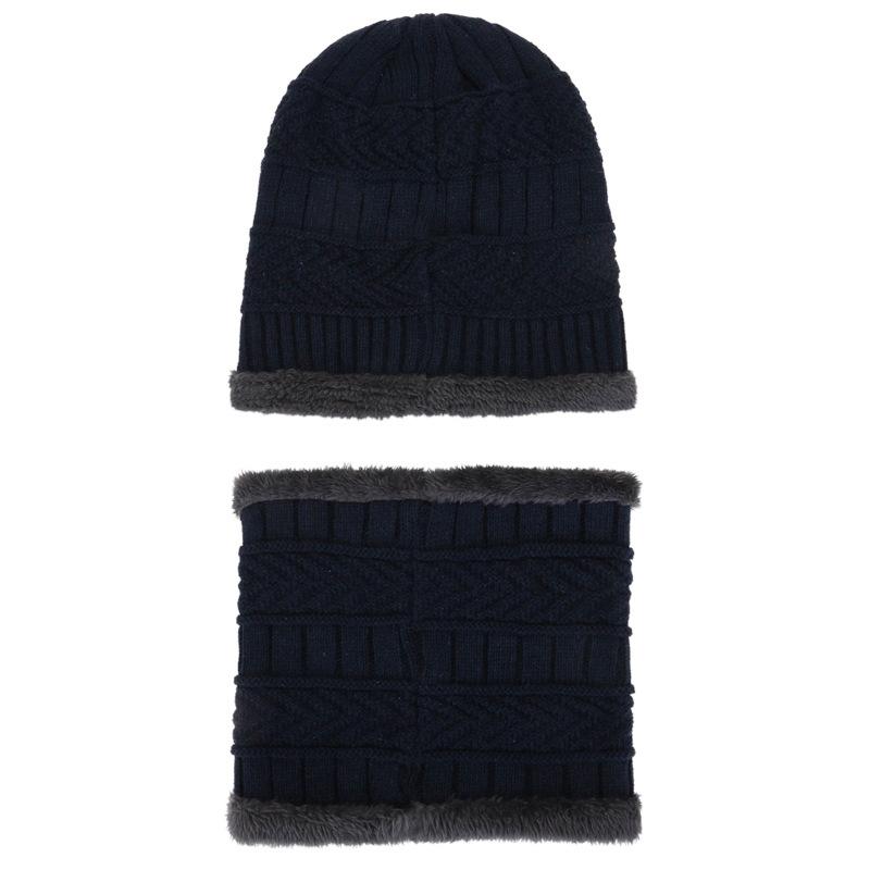 Men's Fleece Liner Winter Knitted Hats&Scarf-Hats-Black-One Size-Elastic-Free Shipping Leatheretro