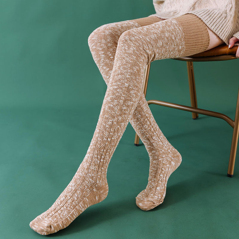 77 cm Knitted Long Socks for Women-socks-Khaki-One Size-Free Shipping Leatheretro