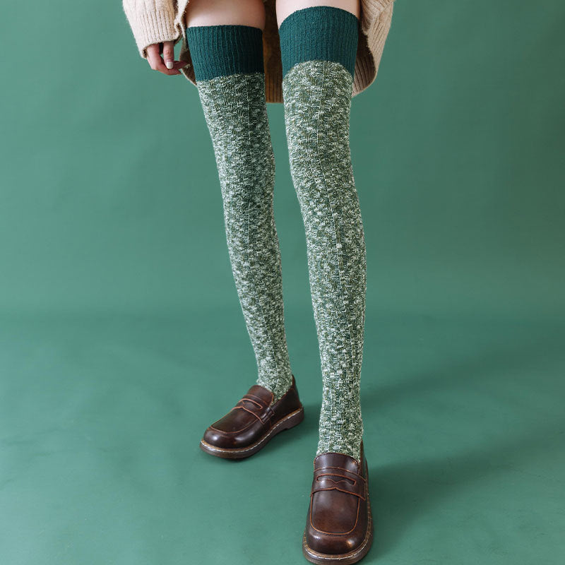 77 cm Knitted Long Socks for Women-socks-Green-One Size-Free Shipping Leatheretro