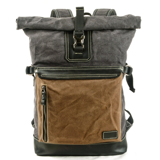 Waxed Canvas 15" Large Storage Casual Hiking Backpack 5006-Backpacks-Khaki-Free Shipping Leatheretro