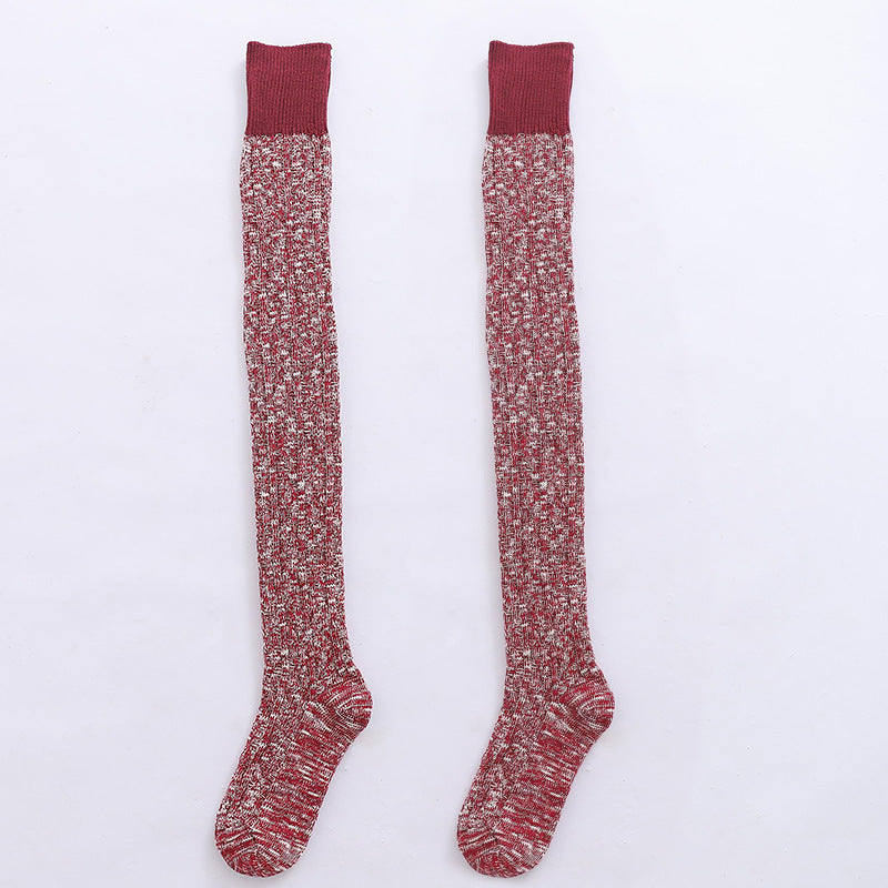 77 cm Knitted Long Socks for Women-socks-Wine Red-One Size-Free Shipping Leatheretro