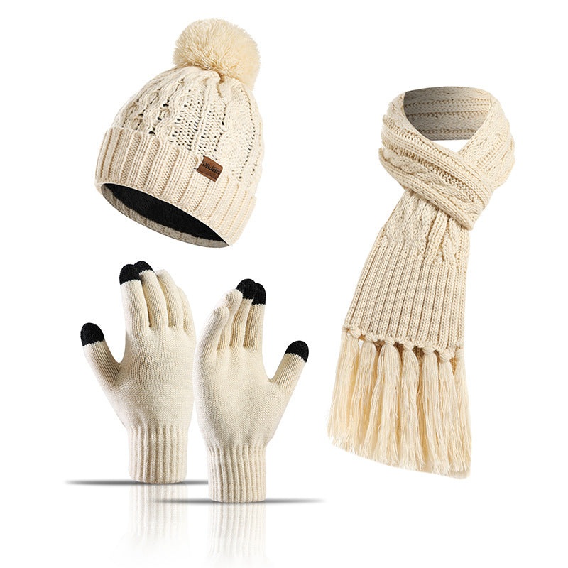 Women Winter Kntiting Colorful Hats&scarfs Sets-Hats-Ivory-Free Shipping Leatheretro